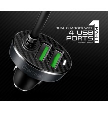 Автомобільний зарядний пристрій CHAROME C7 4-Port Front and Back Seat Car Charger Black (6974324910212)