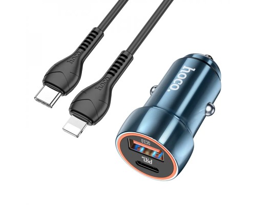 Автомобільний зарядний пристрій HOCO Z46A Blue whale PD20W+QC3.0 car charger set(C to iP) Sapphire Blue (6931474770363) Автомобільний зарядний пристрій HOCO Z46A Blue whale PD20W+QC3.0 car charger set(C to iP) Sapphire Blue (6931474770363)