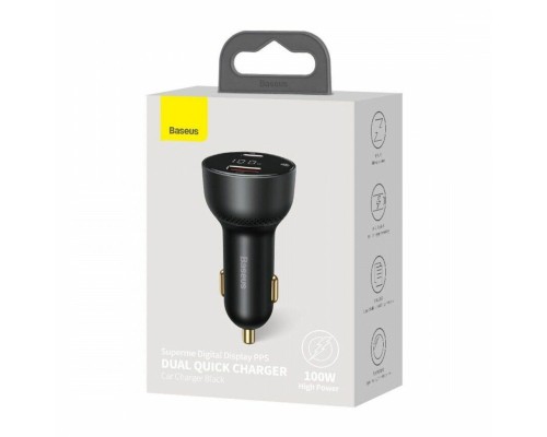 Автомобільний зарядний пристрій Baseus Superme Digital Display PPS Dual Quick Charger Car Charger 100 W Black (CCZX-01) Автомобільний зарядний пристрій Baseus Superme Digital Display PPS Dual Quick Charger Car Charger 100 W Black (CCZX-01)