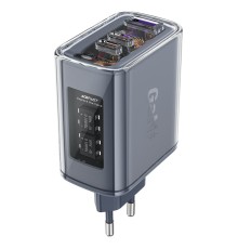 Мережевий зарядний пристрій ACEFAST A45 Sparkling series PD65W GaN (2*USB-C+USB-A) charger Mica gray (AFA45MG)