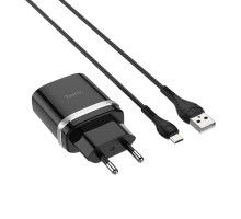 Мережевий зарядний пристрій HOCO C12Q Smart QC3.0 charger set(Micro) 18W Black (6931474716279) 