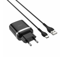 Мережевий зарядний пристрій HOCO C12Q Smart QC3.0 charger set(Type-C) 18W Black (6931474716293) 