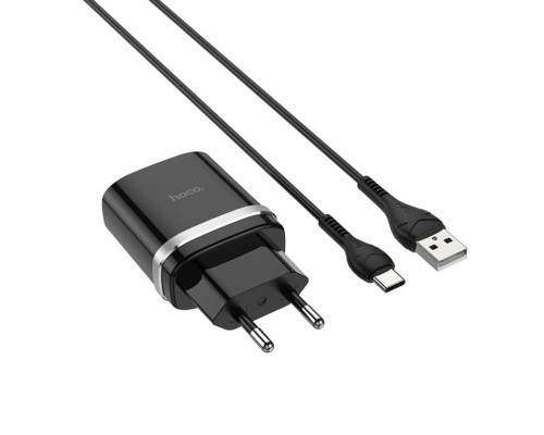 Мережевий зарядний пристрій HOCO C12Q Smart QC3.0 charger set(Type-C) 18W Black (6931474716293) Мережевий зарядний пристрій HOCO C12Q Smart QC3.0 charger set(Type-C) 18W Black (6931474716293)