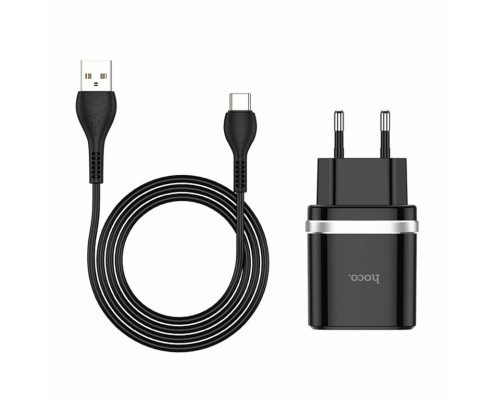 Мережевий зарядний пристрій HOCO C12Q Smart QC3.0 charger set(Type-C) 18W Black (6931474716293) Мережевий зарядний пристрій HOCO C12Q Smart QC3.0 charger set(Type-C) 18W Black (6931474716293)