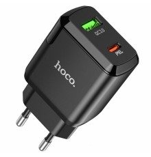 Мережевий зарядний пристрій HOCO N5 Favor dual port PD20W+QC3.0 charger Black (6931474738899)