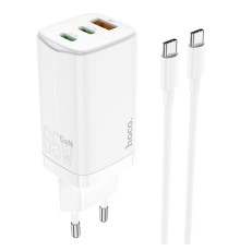 Мережевий зарядний пристрій HOCO N16 Scenery 65W three-port(2C1A) charger set(Type-C to Type-C) White (6931474747723)