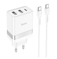 Мережевий зарядний пристрій HOCO N21 Pro Tourer PD30W (2A1C) charger set(Type-C to Type-C) White (6931474778802)
