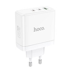 Мережевий зарядний пристрій HOCO N30 Glory PD65W three-port(2C1A) fast charger White (6931474784155)