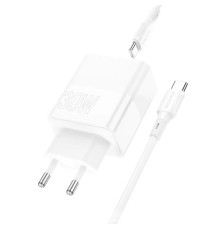 Мережевий зарядний пристрій BOROFONE BA75A Powerful dual port PD30W+QC3.0 charger set(Type-C to Type-C) White (BA75ACCW)