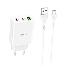 Мережевий зарядний пристрій HOCO C99A PD20W+QC3.0 three-port(2C1A) charger set(Type-C) White (6931474767585)