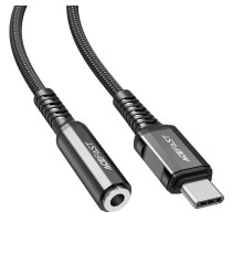 Кабель-перехiдник ACEFAST C1-07 USB-C to 3.5mm aluminum alloy headphones adapter cable Black (6974316280606)