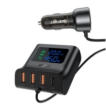 Автомобільний зарядний пристрій ACEFAST B11 138W Car Charger Splitter with Digital Display Black (6974316282488)