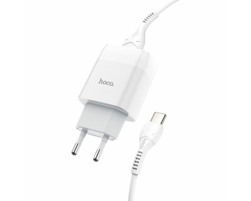 Мережевий зарядний пристрій HOCO C73A Glorious dual port charger set(Type-C) White (6931474713070) Мережевий зарядний пристрій HOCO C73A Glorious dual port charger set(Type-C) White (6931474713070)