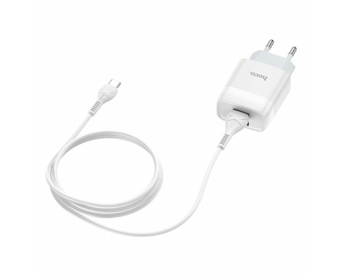 Мережевий зарядний пристрій HOCO C73A Glorious dual port charger set(Type-C) White (6931474713070) Мережевий зарядний пристрій HOCO C73A Glorious dual port charger set(Type-C) White (6931474713070)