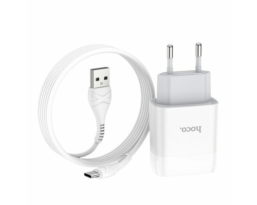 Мережевий зарядний пристрій HOCO C73A Glorious dual port charger set(Type-C) White (6931474713070) Мережевий зарядний пристрій HOCO C73A Glorious dual port charger set(Type-C) White (6931474713070)
