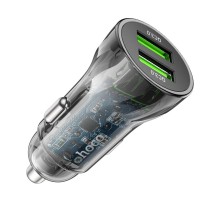 Автомобільний зарядний пристрій HOCO Z47 Transparent Discovery Edition dual port QC3.0 18W (Micro) Transparent Black (6931474782236) 