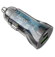 Автомобільний зарядний пристрій HOCO Z47A Transparent Discovery Edition dual port PD30W+QC3.0 car charger set(C to iP) Transparent Black (6931474782298)