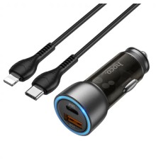 Автомобільний зарядний пристрій HOCO NZ8 Sprinter 43W dual port PD25W+QC3.0 car charger set(C to iP) Brown (6931474782731)