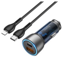 Автомобільний зарядний пристрій HOCO NZ8 Sprinter 43W dual port PD25W+QC3.0 car charger set(C to iP) Blue (6931474782748)