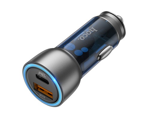 Автомобільний зарядний пристрій HOCO NZ8 Sprinter 43W dual port PD25W+QC3.0 car charger set(C to iP) Blue (6931474782748) Автомобільний зарядний пристрій HOCO NZ8 Sprinter 43W dual port PD25W+QC3.0 car charger set(C to iP) Blue (6931474782748)