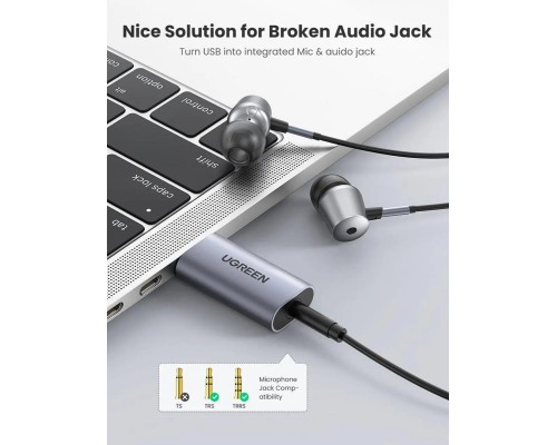 Адаптер (Звукова карта) UGREEN CM383 USB External Stereo Sound Adapter (UGR-80864) (UGR-80864) Адаптер (Звукова карта) UGREEN CM383 USB External Stereo Sound Adapter (UGR-80864) (UGR-80864)