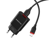 Мережевий зарядний пристрій BOROFONE BA20A Sharp single port charger set(Lightning) Black (BA20ALB) 