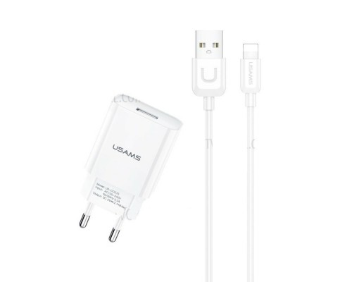 МЗП Usams T21 Charger kit T18 single USB EU charger +Uturn Lightning cable White (T21OCLN01) МЗП Usams T21 Charger kit T18 single USB EU charger +Uturn Lightning cable White (T21OCLN01)