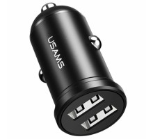 Автомобільний зарядний пристрій Usams US-CC114 C20 2.4A Dual USB Mini Car Charger Black (CC114TC01) 