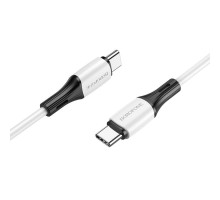 Кабель BOROFONE BX79 Type-C to Type-C 3A,60W, 1m, silicone, silicone connectors, White (BX79CCW) 