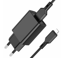 Мережевий зарядний пристрій BOROFONE BA68A Glacier single port charger set(iP) Black (BA68ALB) 