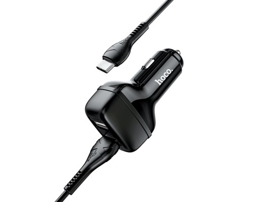 Автомобільний зарядний пристрій HOCO Z36 Leader dual port car charger set(Type-C) Black (6931474727770) Автомобільний зарядний пристрій HOCO Z36 Leader dual port car charger set(Type-C) Black (6931474727770)