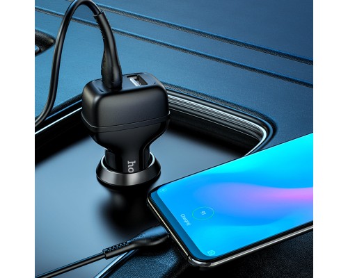 Автомобільний зарядний пристрій HOCO Z36 Leader dual port car charger set(Type-C) Black (6931474727770) Автомобільний зарядний пристрій HOCO Z36 Leader dual port car charger set(Type-C) Black (6931474727770)