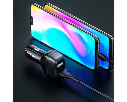 Автомобільний зарядний пристрій HOCO Z36 Leader dual port car charger set(Type-C) Black (6931474727770) Автомобільний зарядний пристрій HOCO Z36 Leader dual port car charger set(Type-C) Black (6931474727770)