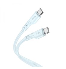 Кабель HOCO X97 Crystal color 60W silicone charging data cable Type-C to Type-C light blue (6931474799920)