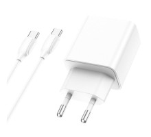 Мережевий зарядний пристрій BOROFONE BA67A PD20W+QC3.0 charger set(Type-C to Type-C) White (BA67ACCW) 