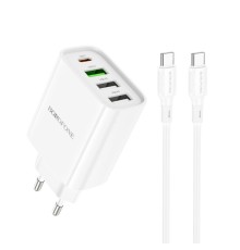 Мережевий зарядний пристрій BOROFONE BA79A Clever four-port PD20W(1C3A) charger set(Type-C to Type-C) White (BA79ACCW)