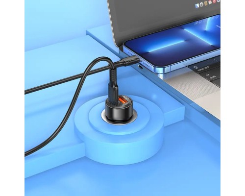 Автомобільний зарядний пристрій BOROFONE BZ20 Smart 38W dual port PD20W+QC3.0 car charger set(C to iP) Transparent Black (BZ20CLTB) 