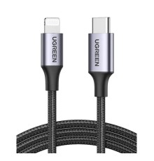 Кабель UGREEN US304 USB-C to Lightning M/M Cable Aluminum Shell Braided 2m (Black) (UGR-60761) (UGR-60761)