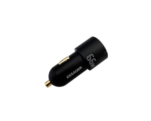 Автомобільний зарядний пристрій Essager City Dual Type-C + USB-A Car Charger 60W black (ECC2C1A-FF01) (ECC2C1A-FF01) Автомобільний зарядний пристрій Essager City Dual Type-C + USB-A Car Charger 60W black (ECC2C1A-FF01) (ECC2C1A-FF01)