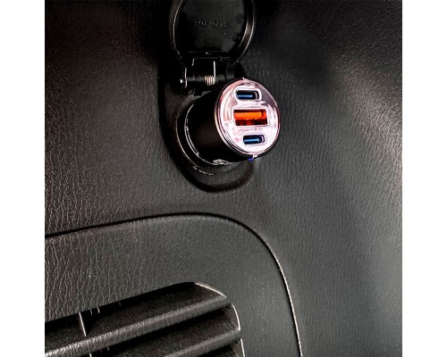 Автомобільний зарядний пристрій Essager City Dual Type-C + USB-A Car Charger 60W black (ECC2C1A-FF01) (ECC2C1A-FF01) Автомобільний зарядний пристрій Essager City Dual Type-C + USB-A Car Charger 60W black (ECC2C1A-FF01) (ECC2C1A-FF01)