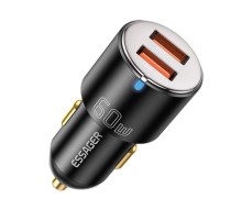 Автомобільний зарядний пристрій Essager City Dual Type-C + USB-A Car Charger 60W  black (ECC2C1A-FF01) (ECC2C1A-FF01) 