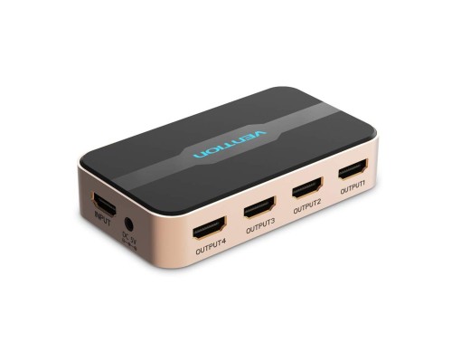 Сплітер Vention 1 In 4 Out HDMI Splitter 4K@30Hz Gold Aluminum Alloy Type EU Standard (ACCG0-EU) (ACCG0-EU) Сплітер Vention 1 In 4 Out HDMI Splitter 4K@30Hz Gold Aluminum Alloy Type EU Standard (ACCG0-EU) (ACCG0-EU)