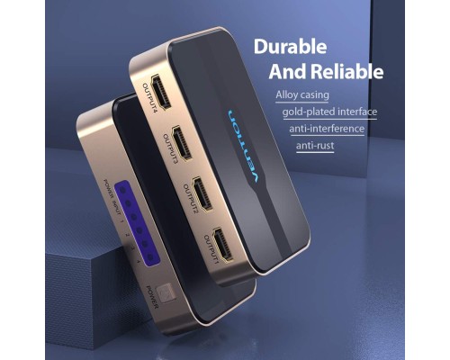 Сплітер Vention 1 In 4 Out HDMI Splitter 4K@30Hz Gold Aluminum Alloy Type EU Standard (ACCG0-EU) (ACCG0-EU) Сплітер Vention 1 In 4 Out HDMI Splitter 4K@30Hz Gold Aluminum Alloy Type EU Standard (ACCG0-EU) (ACCG0-EU)