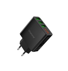 Мережевий зарядний пристрій CHAROME C12 3-Port Digital Display Fast Charger Black (6974324910205)