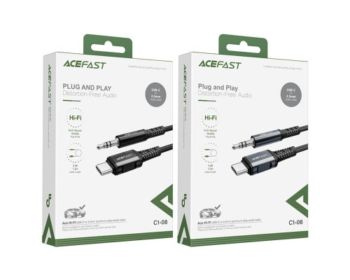 Кабель ACEFAST C1-08 USB-C to 3.5mm aluminum alloy audio cable Black (AFC1-08B) Кабель ACEFAST C1-08 USB-C to 3.5mm aluminum alloy audio cable Black (AFC1-08B)