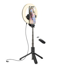 Кільцева лампа на штативі HOCO LV03 Plus Showfull fill light live broadcast holder Black (6931474757395)