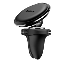 Автотримач для телефона Baseus Magnetic Air Vent Car Mount Holder with cable clip Black (SUGX020001) 