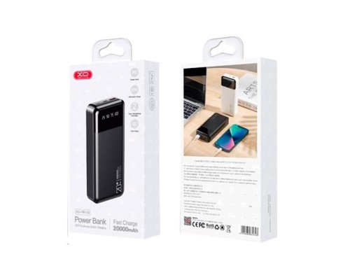 Зовнішній акумулятор XO PR192 20W fast charging (PD20W/QC18W) digital light display 20000mAh Black (6920680834648) 