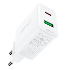 Мережевий зарядний пристрій ACEFAST A25 PD20W (USB-C+USB-A) dual port charger White (6974316281214)