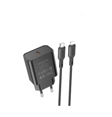 Мережевий зарядний пристрій BOROFONE BA71A Power single Port PD20W charger set(C to iP) Black (BA71ACLB)